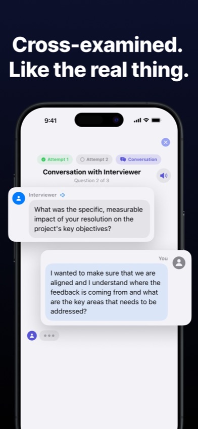 Prept app — cross-examined conversation with interviewer