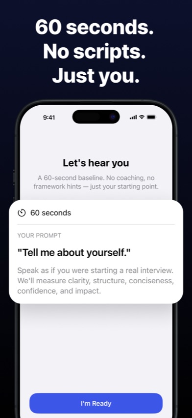 Prept app — a 60-second baseline prompt, no scripts